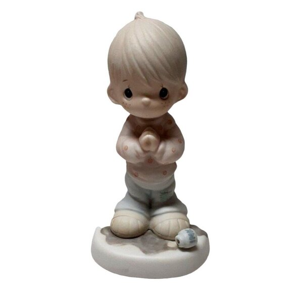 Precious Moments Praying Boy Spilled Ink Figurine Help Lord I'm In a Spo…